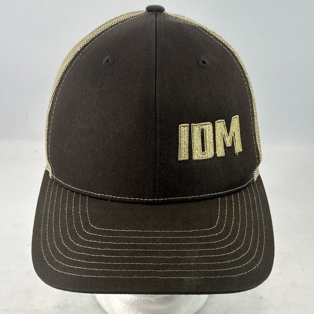 IDM Richardson 112 Trucker Cap Hat Mesh Snap Back Brown & Beige Construction